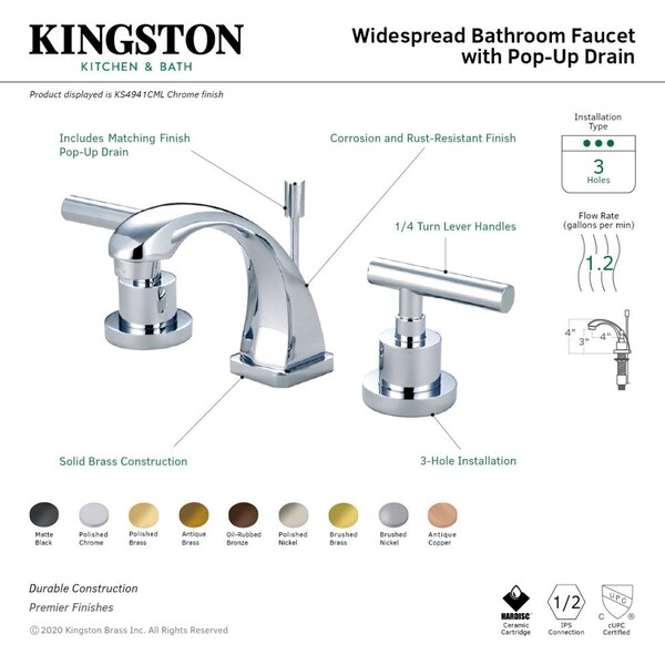 KS4942CML Manhattan 8 Widespread Bathroom Faucet, Polished Brass